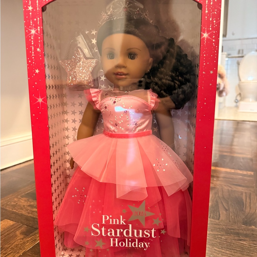 American Girl Pink Doll with Ruffled Dress